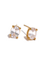 close up of white sophia classic oval cut cubic zirconia stud earrings on white backdrop